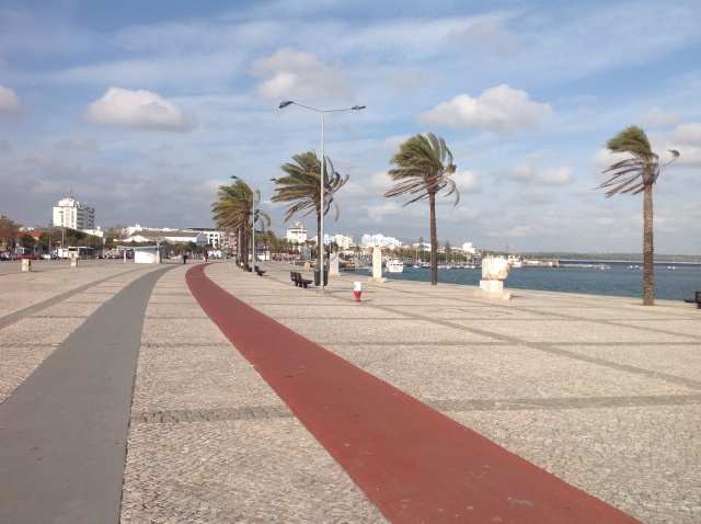 The very wide promenade near the old part of Portimao. Check out the palms on those trees for an indication of just how windy it was here !